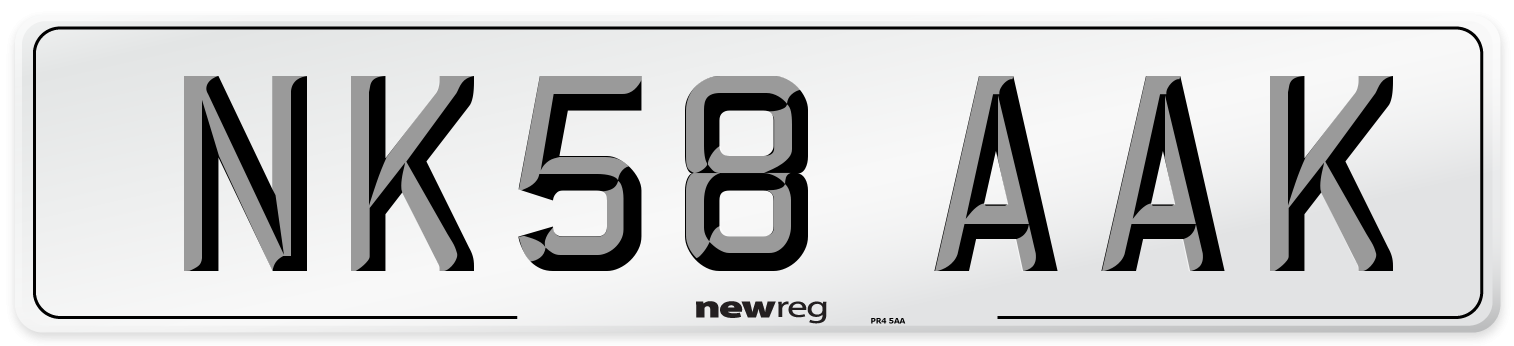 NK58 AAK Number Plate from New Reg